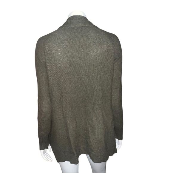 LOFT Ann Taylor Olive Green Ribbed Pocket Open Cardigan Extra Small EUC - Picture 3 of 7